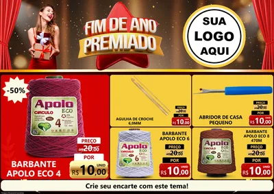Modelo de Encarte para Encarte A4 Horizontal com o tema Fim de Ano Premiado para Armarinho e Aviamentos