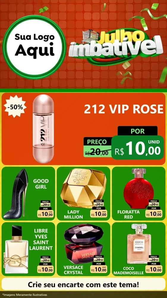 Modelo de Rede Social para Stories com o tema Julho Imbatível para Perfumes
