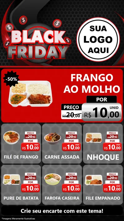 Modelo de Rede Social para Stories com o tema Black Friday para Restaurante