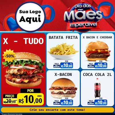 Modelo de Rede Social para Feed Facebook com o tema Dia Das Mães Imperdível para Hamburgueria