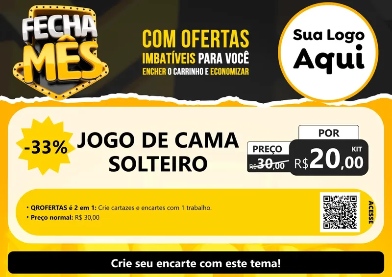 Modelo de Cartaz para Cartaz A4 Horizontal com o tema Fecha Mês para Cama, Mesa e Banho