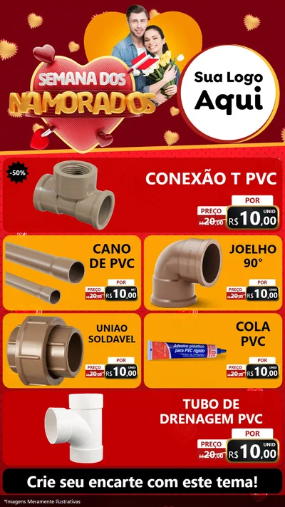 Modelo de TV para TV Vertical com o tema Semana dos Namorados para Tubos e conexões