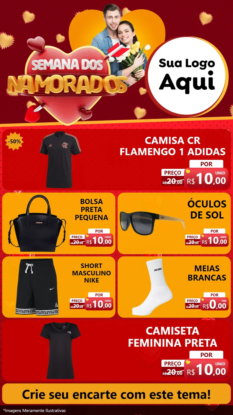 Modelo de TV para TV Vertical com o tema Semana dos Namorados para Roupas e acessórios
