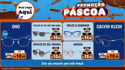 Modelo de TV para TV Horizontal com o tema Promoção Páscoa para Óticas