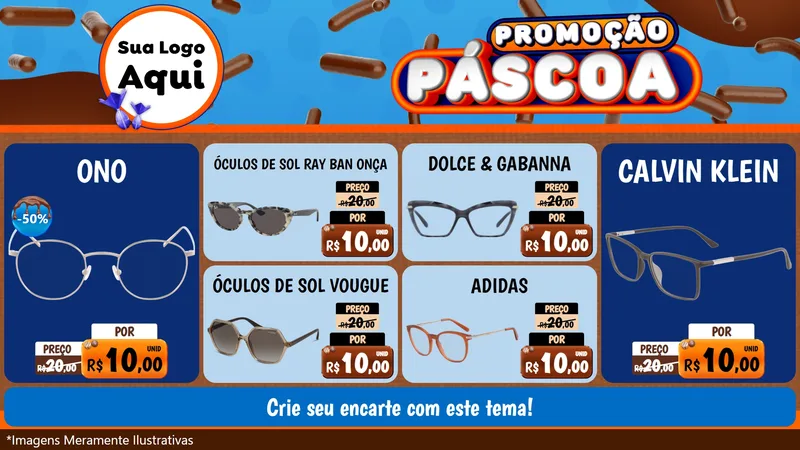 Modelo de TV para TV Horizontal com o tema Promoção Páscoa para Óticas
