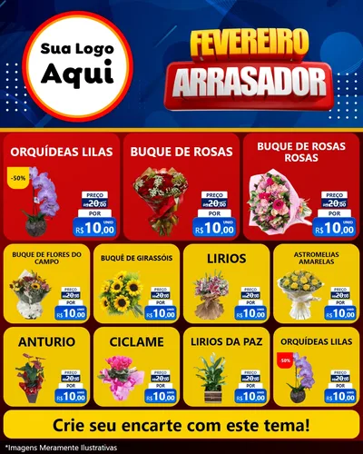 Modelo de Rede Social para Feed Instagram com o tema Fevereiro Arrasador para Floricultura e jardim