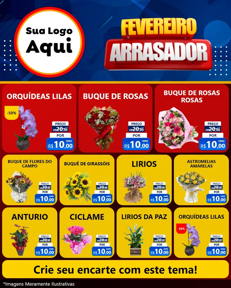 Modelo de Rede Social para Feed Instagram com o tema Fevereiro Arrasador para Floricultura e jardim