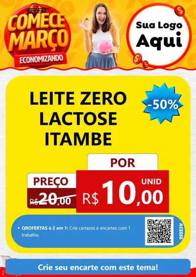 Modelo de Cartaz para Cartaz A4 Vertical com o tema Comece Março Economizando para Frios e Laticínios