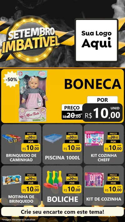 Modelo de Rede Social para Stories com o tema Setembro Imbatível para Brinquedos