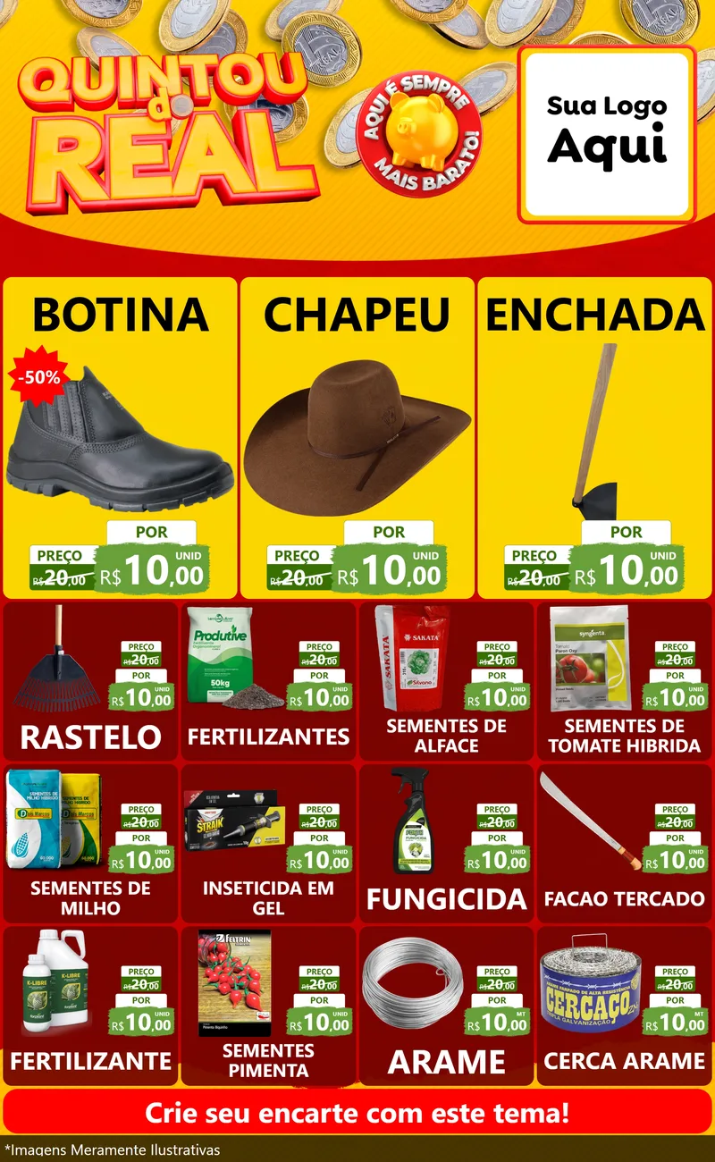 Modelo de Encarte para Encarte Grande com o tema Quintou do Real para Agropecuária
