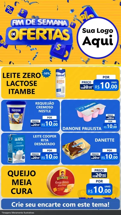Modelo de TV para TV Vertical com o tema Fim de Semana de Ofertas para Frios e Laticínios