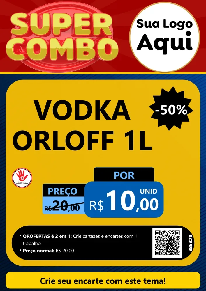 Modelo de Cartaz para Cartaz A4 Vertical com o tema Super Combo para Distribuidora de bebidas