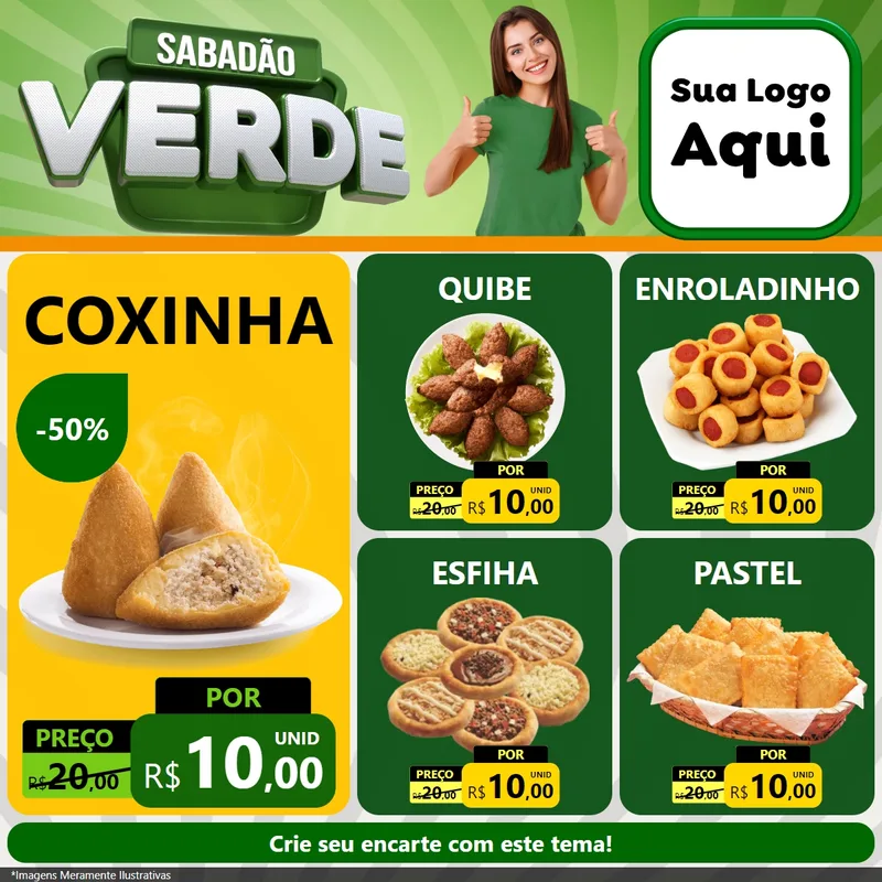 Modelo de Rede Social para Feed Facebook com o tema Sabadão Verde para Salgadaria