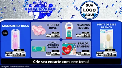 Modelo de TV para TV Horizontal com o tema Promoção de Aniversário - 7 Anos para Bebês