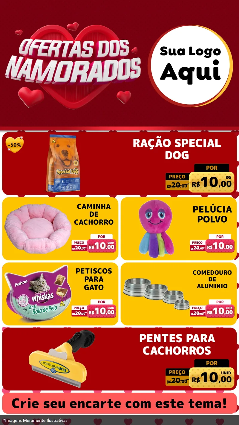 Modelo de TV para TV Vertical com o tema Ofertas Dos Namorados para Pet Shop