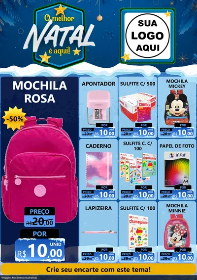 Modelo de Encarte para Encarte A4 Vertical com o tema O Melhor Natal É Aqui! para Papelaria