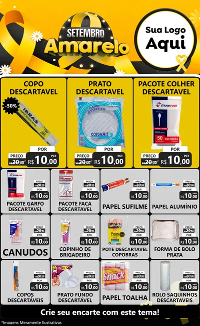 Modelo de Encarte para Encarte Grande com o tema Setembro Amarelo para Embalagens
