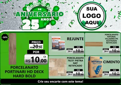 Modelo de Encarte para Encarte A4 Horizontal com o tema Promoção de Aniversário - 25 Anos para Pisos e revestimentos