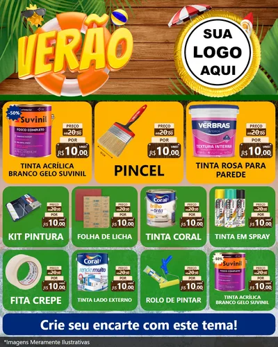 Modelo de Rede Social para Feed Instagram com o tema Verão para Tintas e Ferramentas