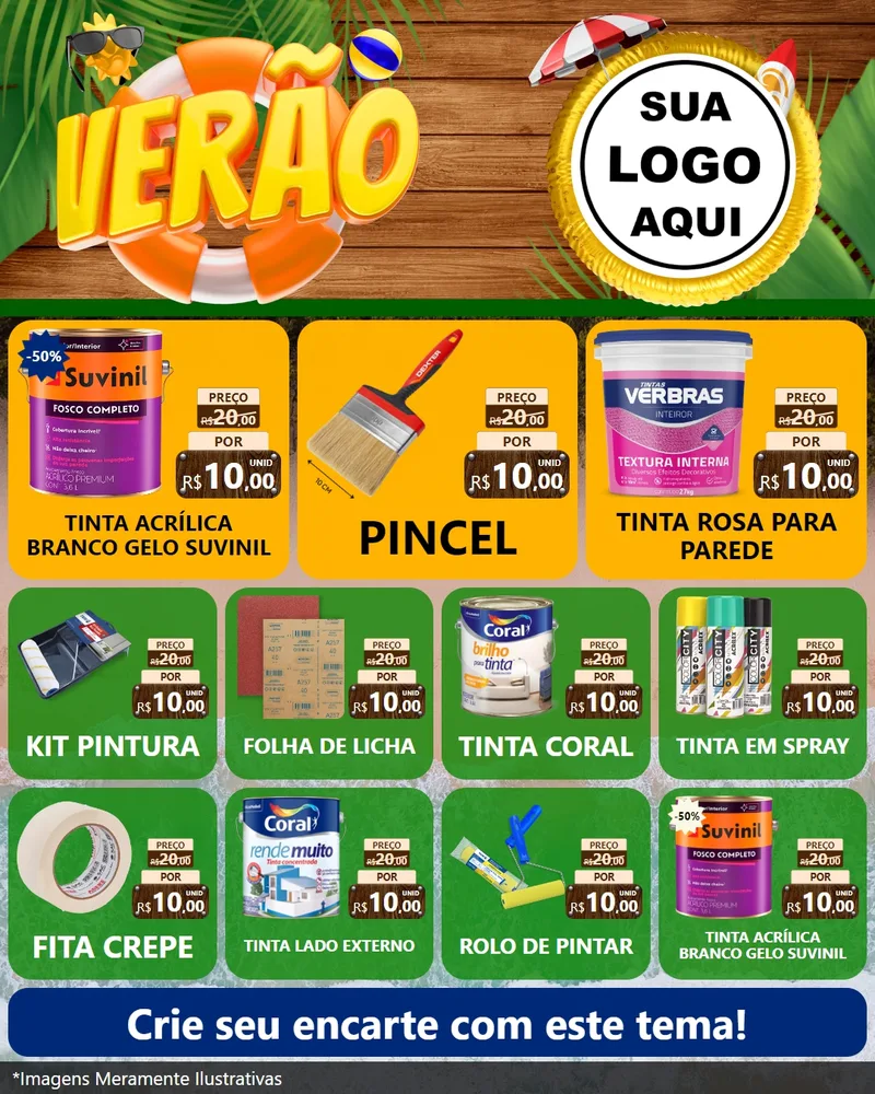 Modelo de Rede Social para Feed Instagram com o tema Verão para Tintas e Ferramentas
