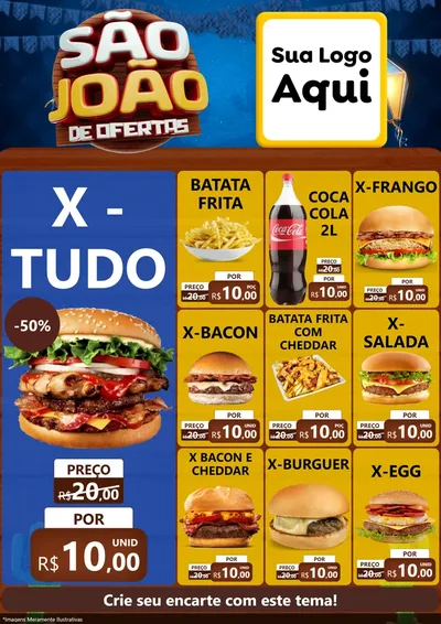 Modelo de Encarte para Encarte A4 Vertical com o tema São João Ofertas Imbatíveis! - Junina para Hamburgueria