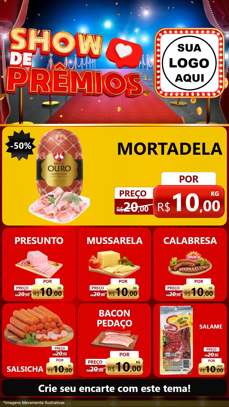 Modelo de Rede Social para Stories com o tema Show de Prêmios para Frios e Laticínios