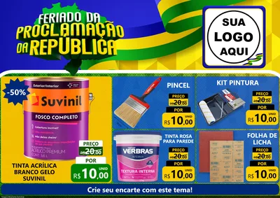 Modelo de Encarte para Encarte A4 Horizontal com o tema Feriado da Proclamação da República para Tintas e Ferramentas
