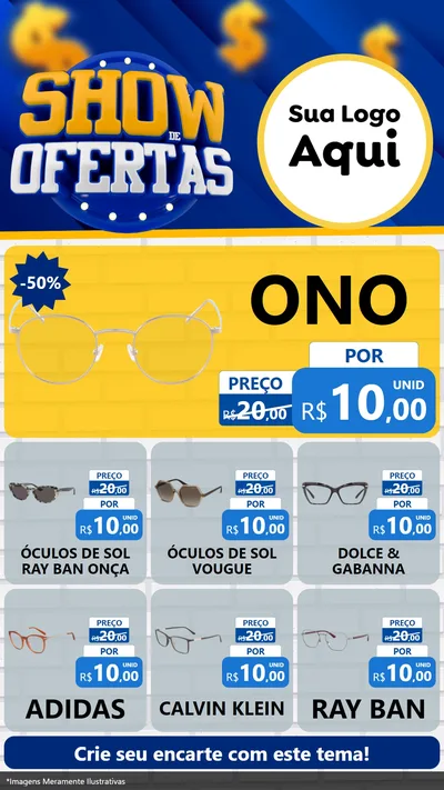 Modelo de Rede Social para Stories com o tema Show de Ofertas para Óticas