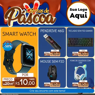 Modelo de Rede Social para Feed Facebook com o tema Ofertas de Páscoa para Informática