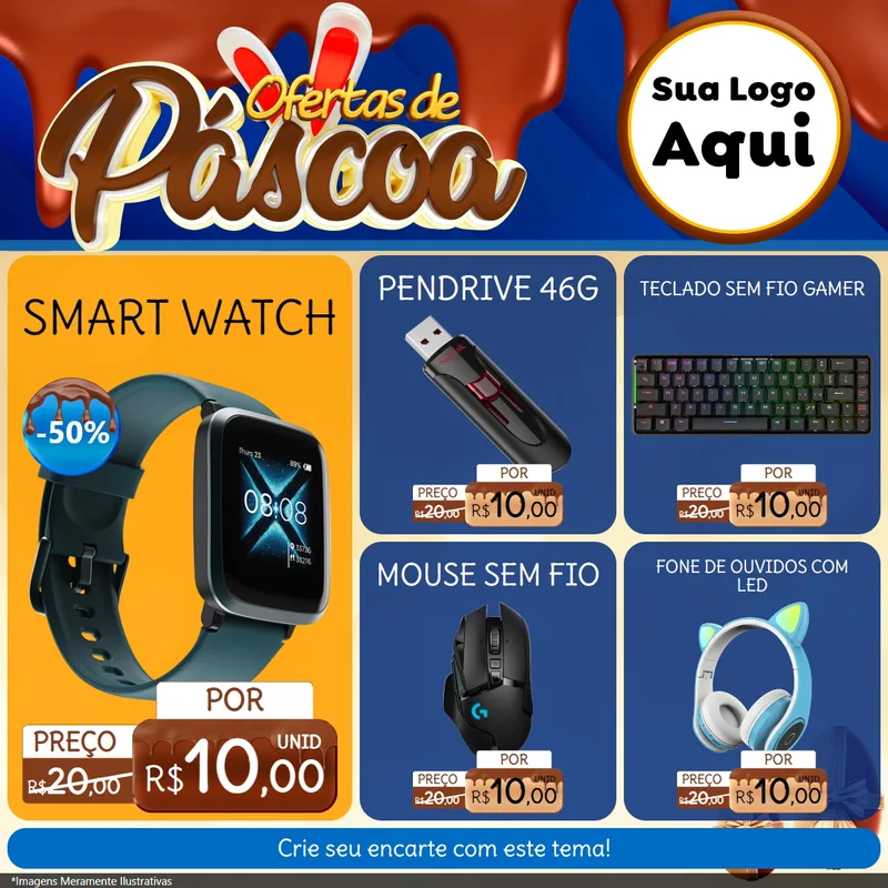 Modelo de Rede Social para Feed Facebook com o tema Ofertas de Páscoa para Informática