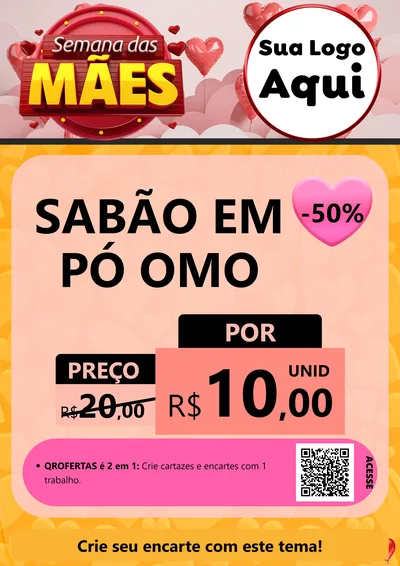Modelo de Cartaz para Cartaz A4 Vertical com o tema Semana das Mães para Produtos de Limpeza