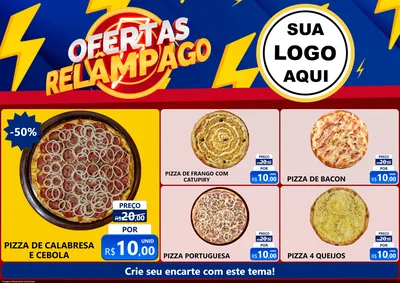 Modelo de Encarte para Encarte A4 Horizontal com o tema Ofertas Relâmpago para Pizzaria
