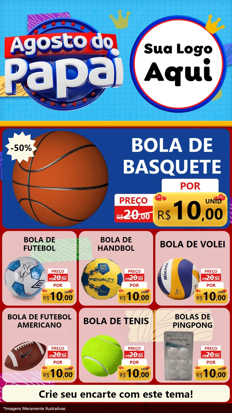 Modelo de Rede Social para Stories com o tema Agosto do Papai para Artigos Esportivos