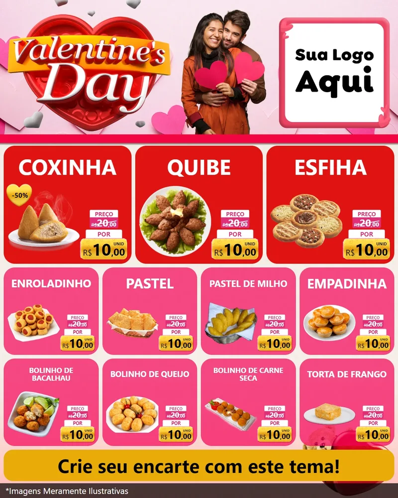 Modelo de Rede Social para Feed Instagram com o tema Valentine's Day para Salgadaria