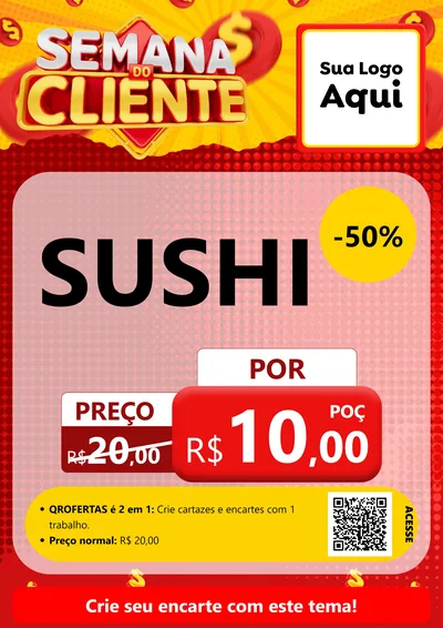 Modelo de Cartaz para Cartaz A4 Vertical com o tema Semana do Cliente para Comida japonesa