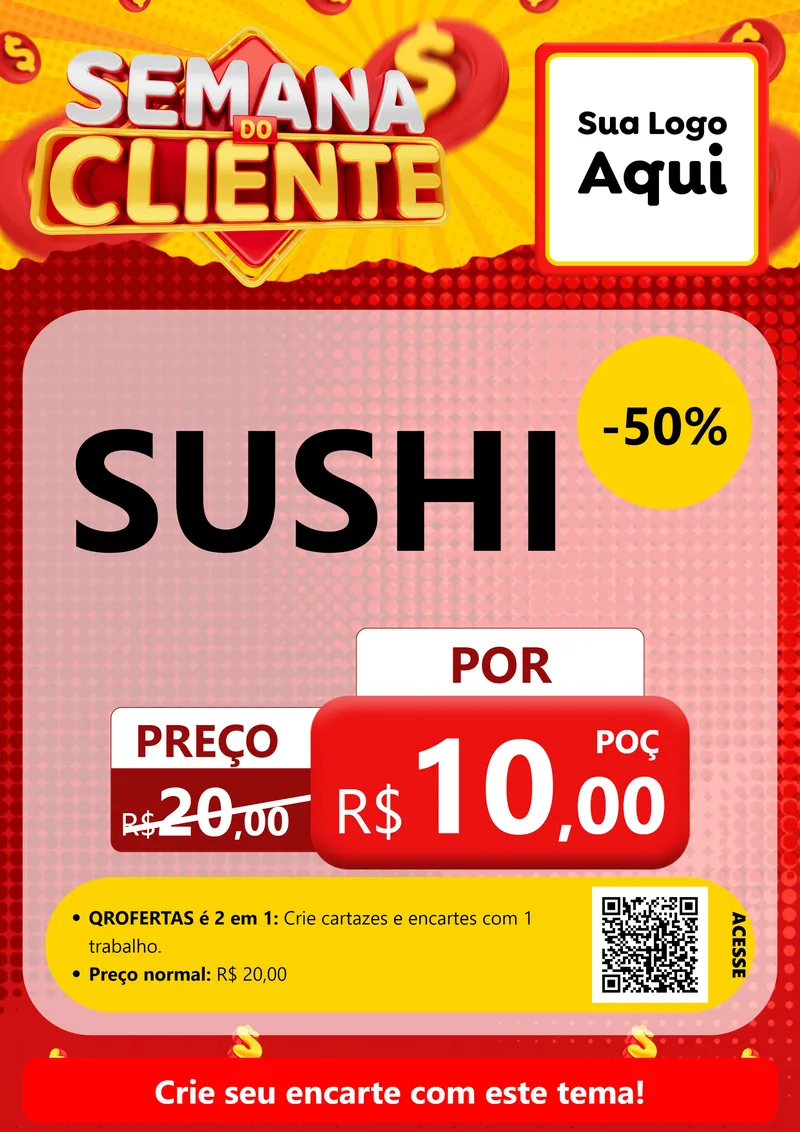 Modelo de Cartaz para Cartaz A4 Vertical com o tema Semana do Cliente para Comida japonesa