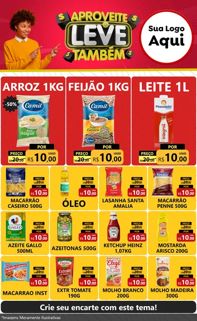 Modelo de Encarte para Encarte Grande com o tema Aproveite e Leve Também para Supermercado