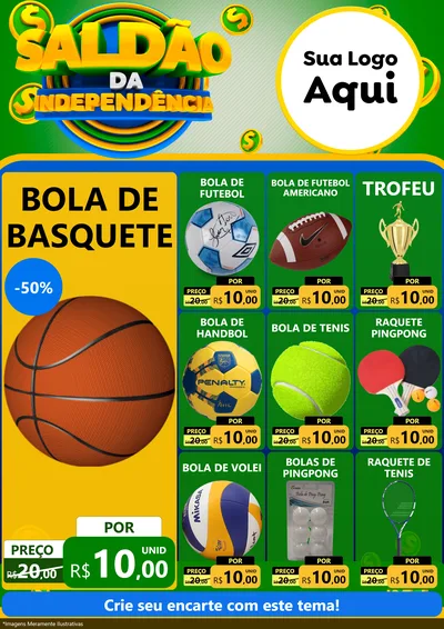 Modelo de Encarte para Encarte A4 Vertical com o tema Saldão da Indepêndencia para Artigos Esportivos