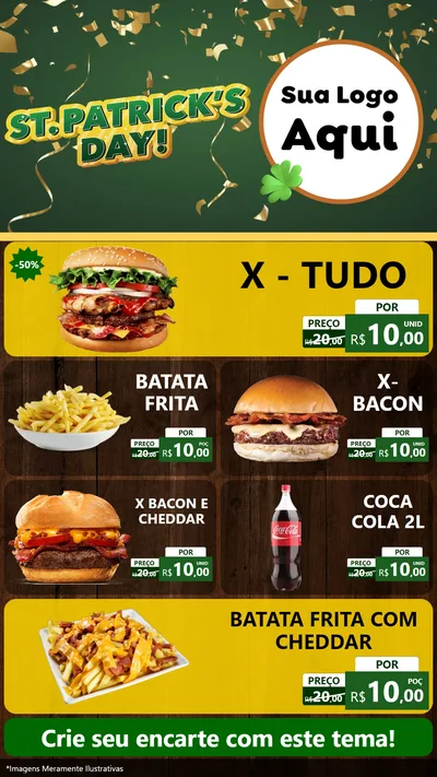 Modelo de TV para TV Vertical com o tema St Patriks Day para Hamburgueria