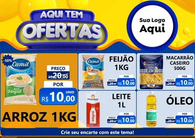 Modelo de Encarte para Encarte A4 Horizontal com o tema Aqui Tem Ofertas para Supermercado