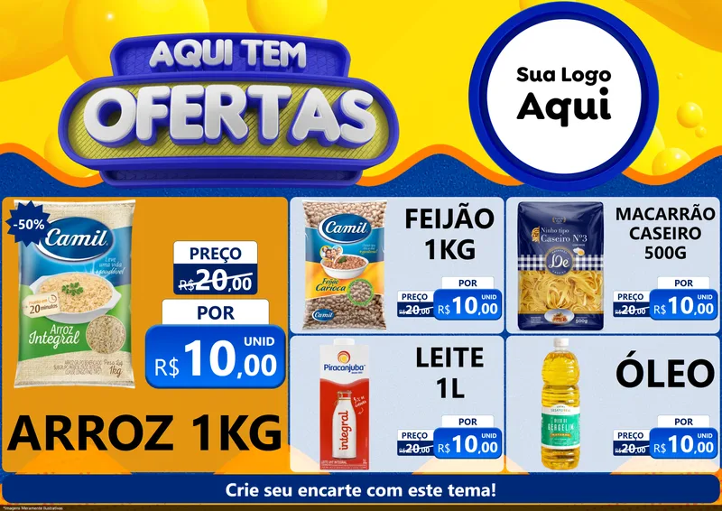 Modelo de Encarte para Encarte A4 Horizontal com o tema Aqui Tem Ofertas para Supermercado