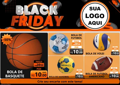Modelo de Encarte para Encarte A4 Horizontal com o tema Black Friday para Artigos Esportivos