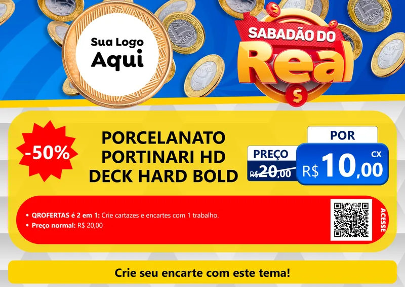 Modelo de Cartaz para Cartaz A4 Horizontal com o tema Sabadão do Real para Pisos e revestimentos