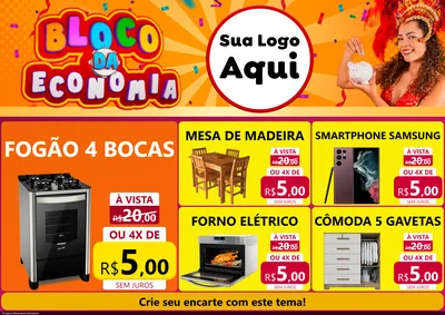 Modelo de Encarte para Encarte A4 Horizontal com o tema Bloco da Economia para Móveis e Eletro