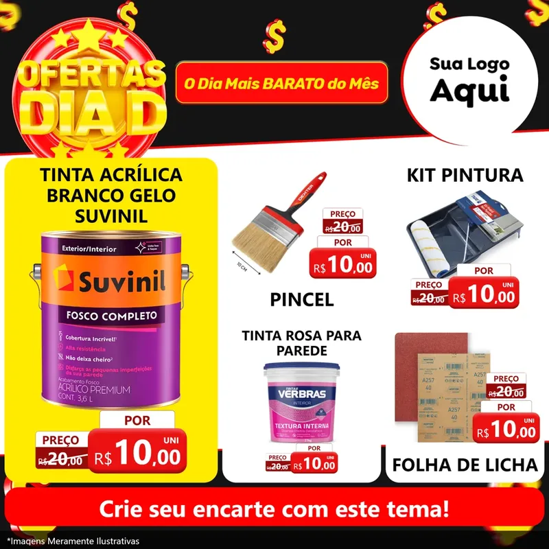 Modelo de Rede Social para Feed Facebook com o tema Dia D para Tintas e Ferramentas