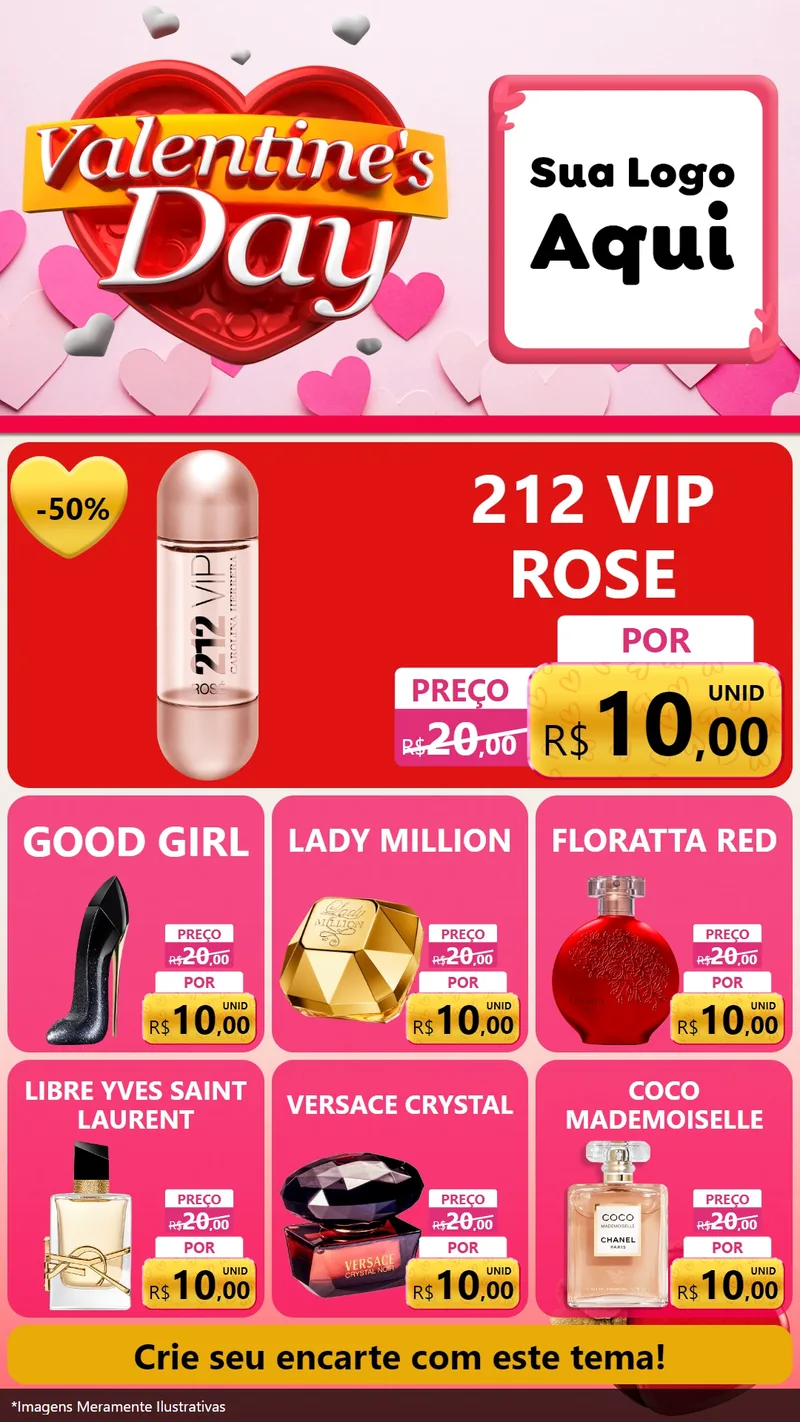 Modelo de Rede Social para Stories com o tema Valentine's Day para Perfumes