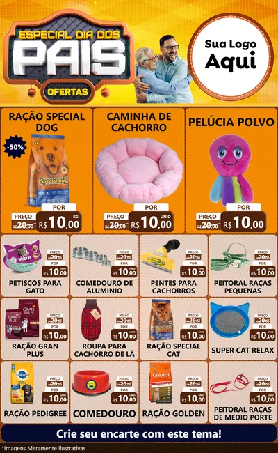 Modelo de Encarte para Encarte Grande com o tema Especial Dia dos Pais para Pet Shop