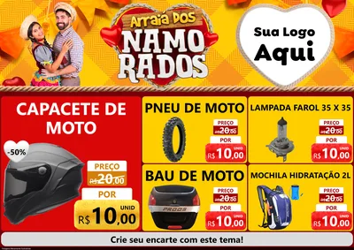 Modelo de Encarte para Encarte A4 Horizontal com o tema Arraiá dos Namorados para Moto peças