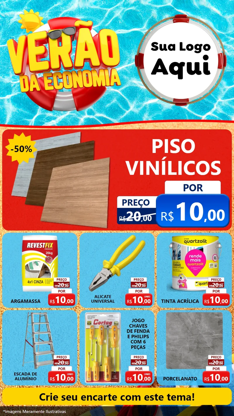 Modelo de Rede Social para Stories com o tema Verão da Economia para Material para Construção