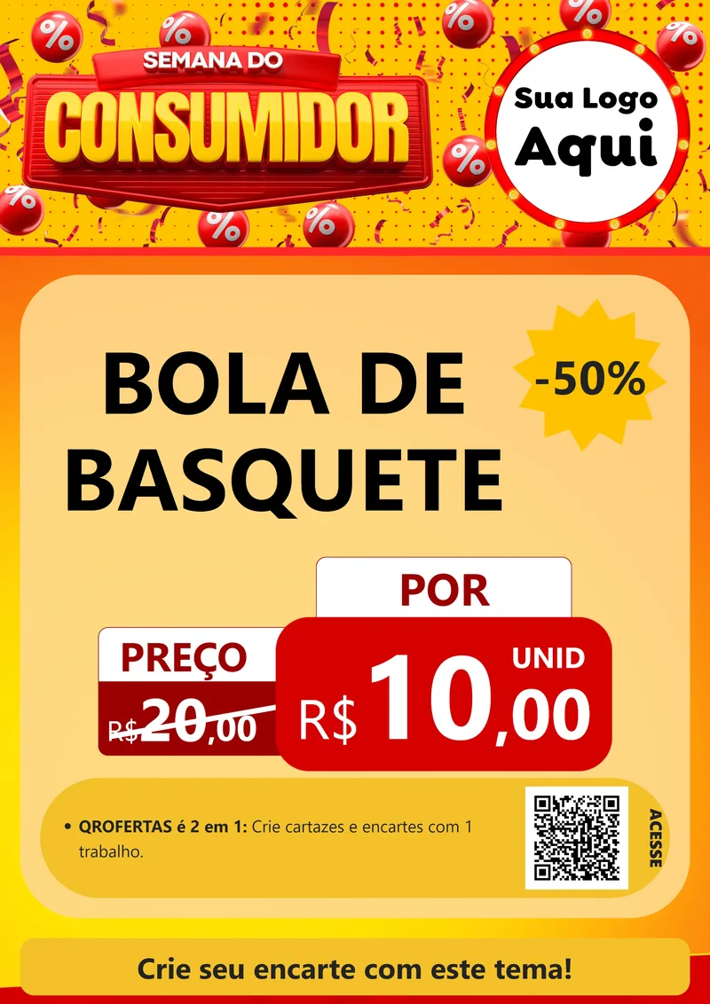 Modelo de Cartaz para Cartaz A4 Vertical com o tema Semana do Consumidor para Artigos Esportivos